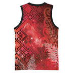 Aotearoa Taniko Matariki Basketball Jersey Cosmic Red
