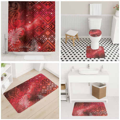 Aotearoa Taniko Matariki Bathroom Set Cosmic Red