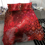 Aotearoa Taniko Matariki Bedding Set Cosmic Red
