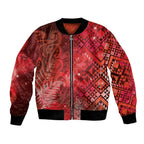 Aotearoa Taniko Matariki Bomber Jacket Cosmic Red