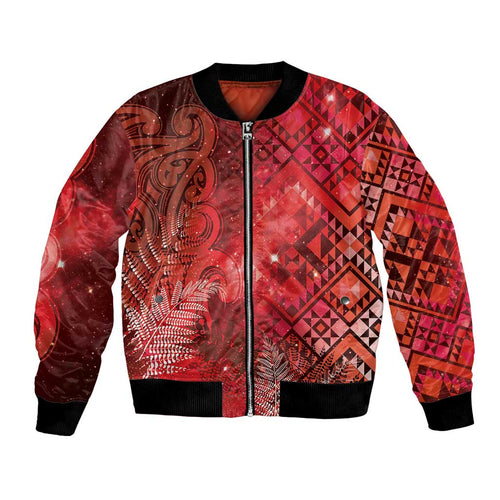 Aotearoa Taniko Matariki Bomber Jacket Cosmic Red