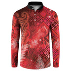 Aotearoa Taniko Matariki Button Sweatshirt Cosmic Red