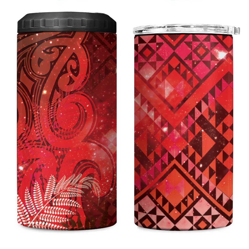 Aotearoa Taniko Matariki 4 in 1 Can Cooler Tumbler Cosmic Red