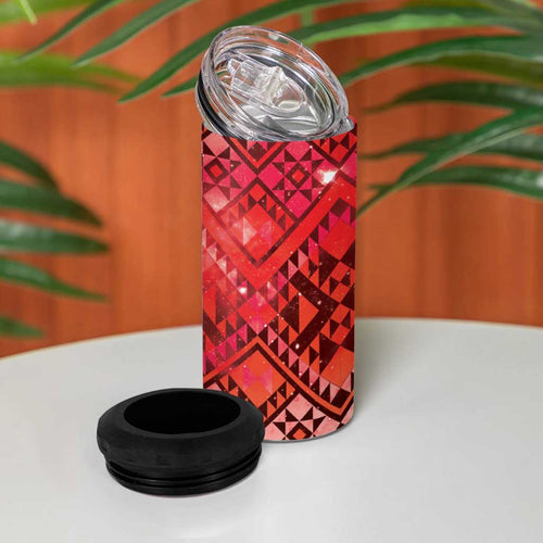 Aotearoa Taniko Matariki 4 in 1 Can Cooler Tumbler Cosmic Red