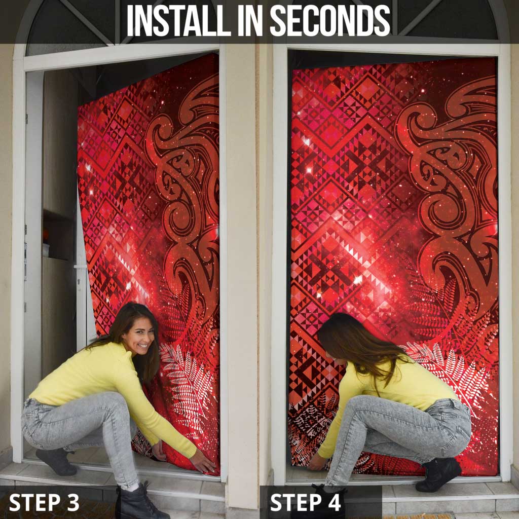 Aotearoa Taniko Matariki Door Cover Cosmic Red