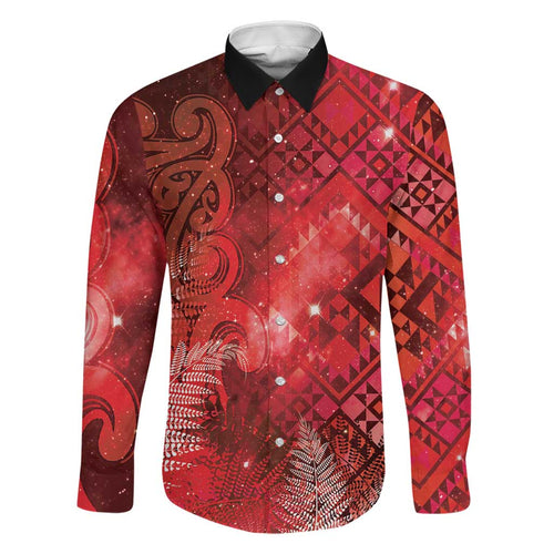 Aotearoa Taniko Matariki Family Matching Puletasi and Hawaiian Shirt Cosmic Red