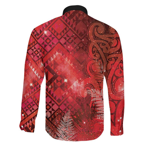 Aotearoa Taniko Matariki Family Matching Summer Maxi Dress and Hawaiian Shirt Cosmic Red