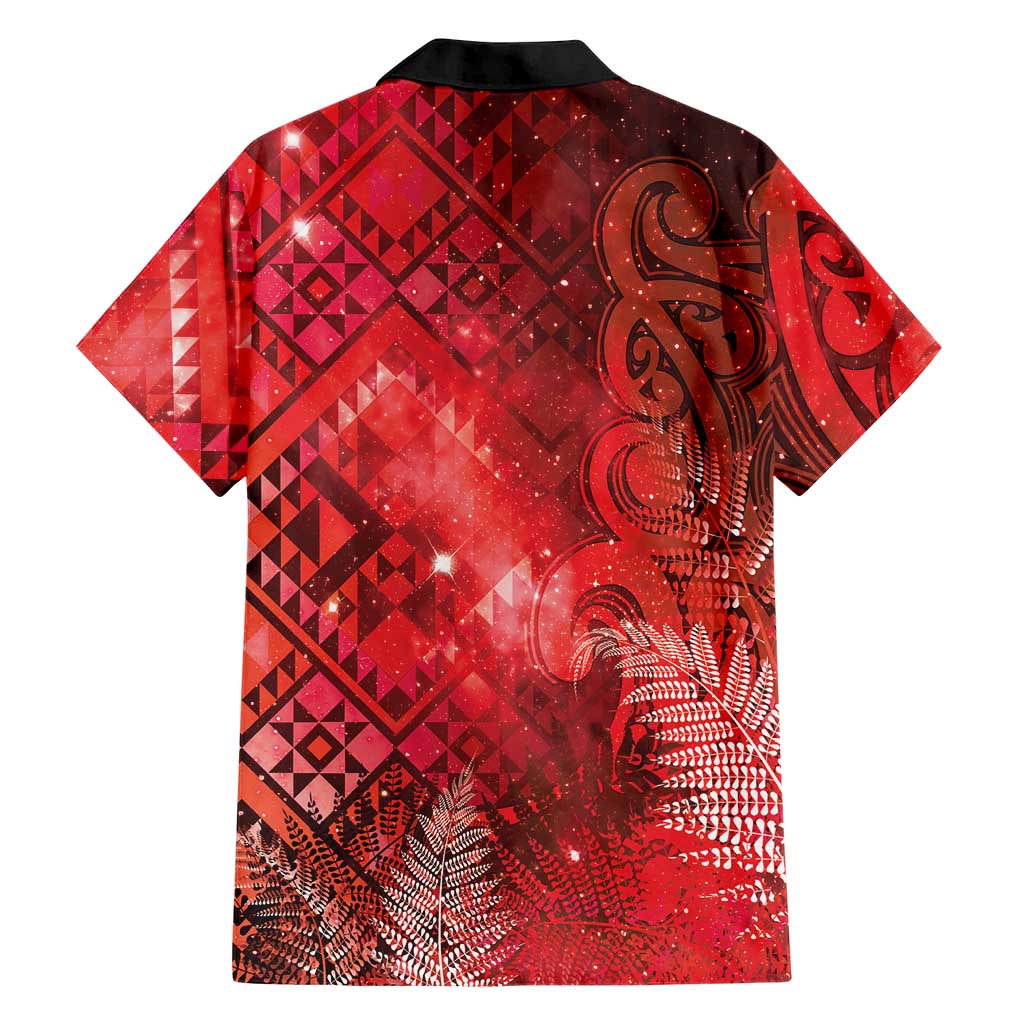 Aotearoa Taniko Matariki Family Matching Tank Maxi Dress and Hawaiian Shirt Cosmic Red