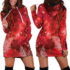 Aotearoa Taniko Matariki Hoodie Dress Cosmic Red