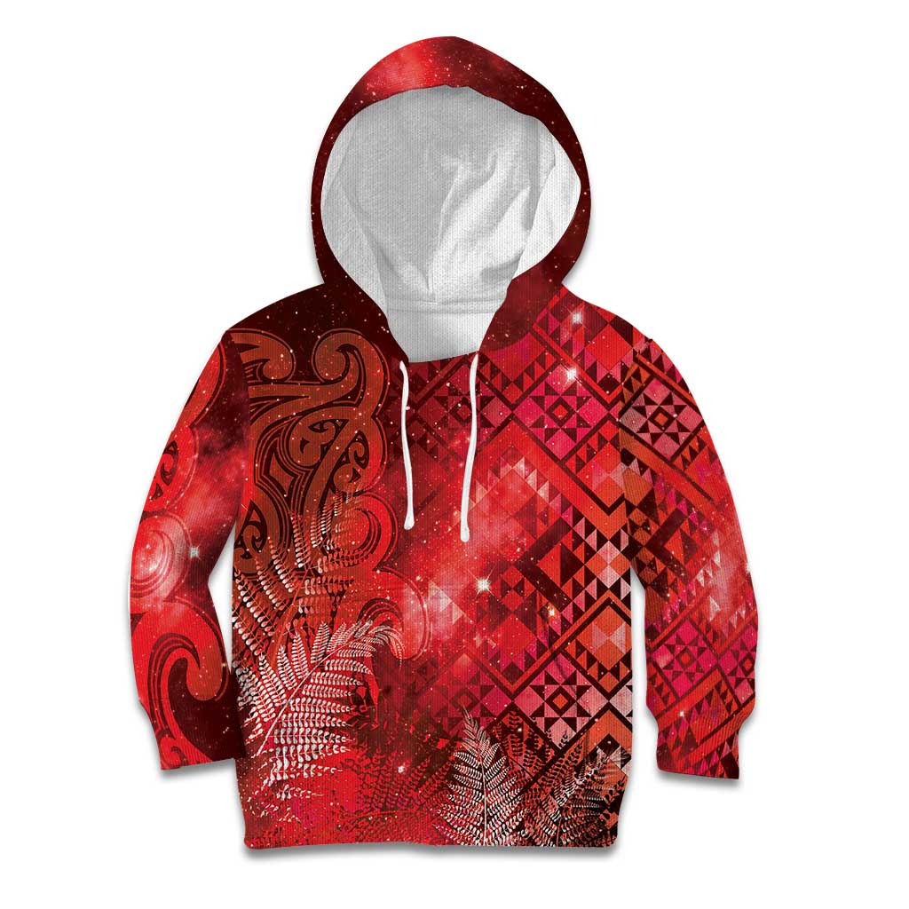 Aotearoa Taniko Matariki Kid Hoodie Cosmic Red