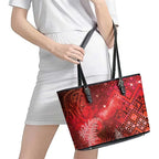 Aotearoa Taniko Matariki Leather Tote Bag Cosmic Red
