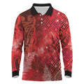 Aotearoa Taniko Matariki Long Sleeve Polo Shirt Cosmic Red
