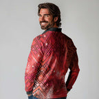 Aotearoa Taniko Matariki Long Sleeve Polo Shirt Cosmic Red