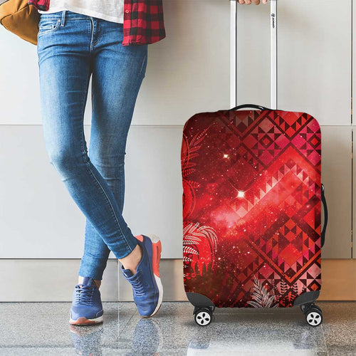 Aotearoa Taniko Matariki Luggage Cover Cosmic Red