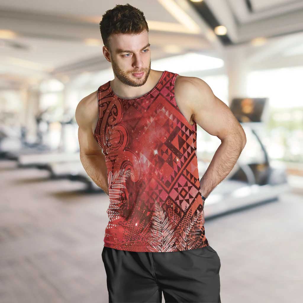 Aotearoa Taniko Matariki Men Tank Top Cosmic Red