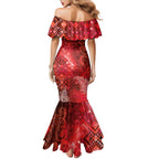 Aotearoa Taniko Matariki Mermaid Dress Cosmic Red