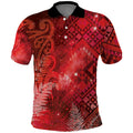 Aotearoa Taniko Matariki Polo Shirt Cosmic Red