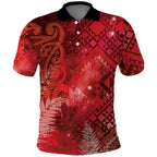 Aotearoa Taniko Matariki Polo Shirt Cosmic Red