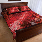 Aotearoa Taniko Matariki Quilt Bed Set Cosmic Red