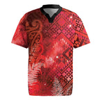 Aotearoa Taniko Matariki Rugby Jersey Cosmic Red