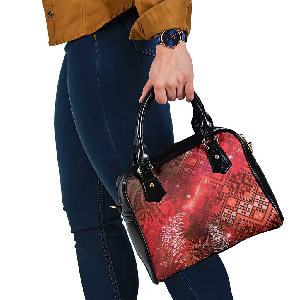 Aotearoa Taniko Matariki Shoulder Handbag Cosmic Red