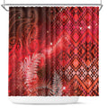 Aotearoa Taniko Matariki Shower Curtain Cosmic Red