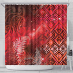 Aotearoa Taniko Matariki Shower Curtain Cosmic Red