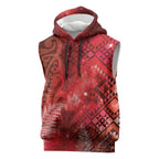 Aotearoa Taniko Matariki Sleeveless Hoodie Cosmic Red