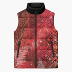 Aotearoa Taniko Matariki Sleeveless Puffer Jacket Cosmic Red