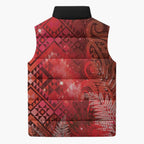 Aotearoa Taniko Matariki Sleeveless Puffer Jacket Cosmic Red