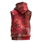 Aotearoa Taniko Matariki Sleeveless Zip Hoodie Cosmic Red