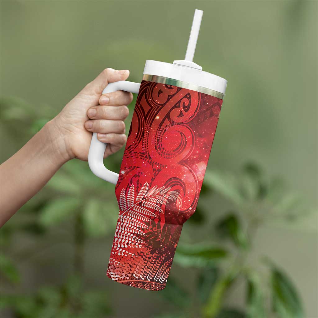 Aotearoa Taniko Matariki Tumbler With Handle Cosmic Red