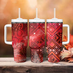 Aotearoa Taniko Matariki Tumbler With Handle Cosmic Red