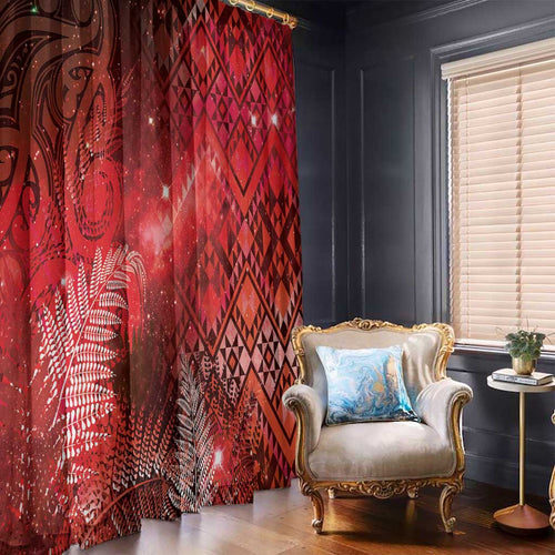 Aotearoa Taniko Matariki Window Curtain Cosmic Red