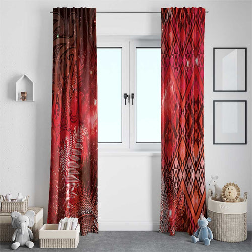 Aotearoa Taniko Matariki Window Curtain Cosmic Red