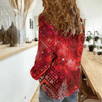 Aotearoa Taniko Matariki Women Casual Shirt Cosmic Red