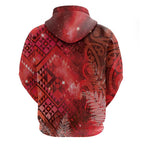 Aotearoa Taniko Matariki Zip Hoodie Cosmic Red
