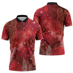 Aotearoa Taniko Matariki Zipper Polo Shirt Cosmic Red