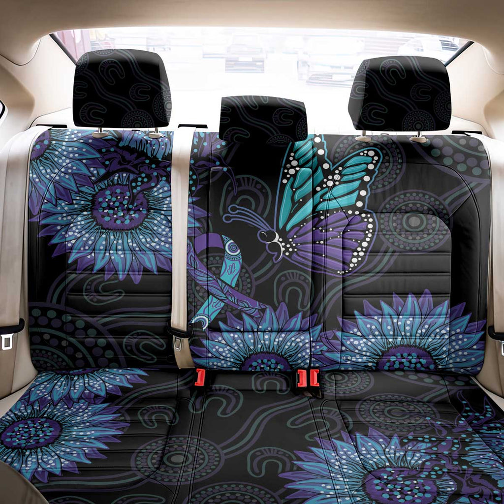 Australia Indigenous Back Car Seat Cover Teal & Purple Sunflower Aboriginal Arts