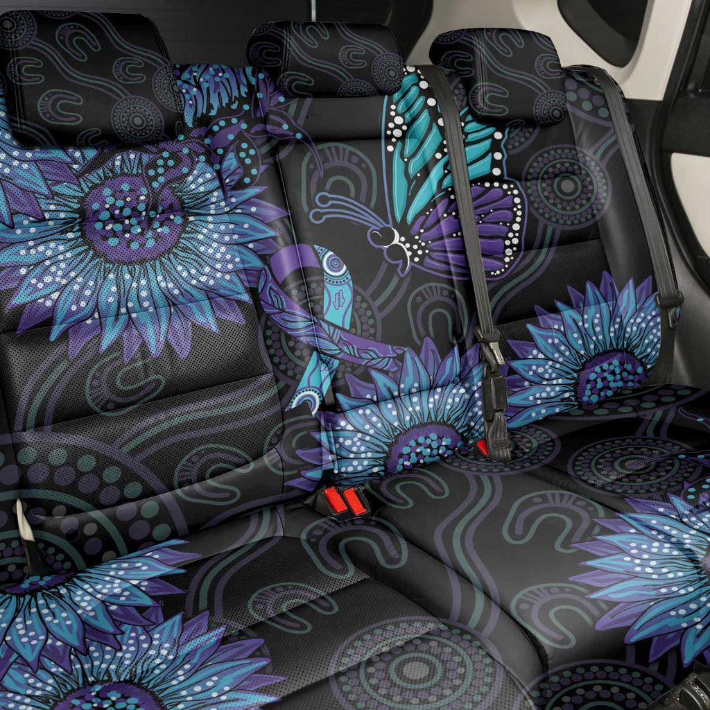 Australia Indigenous Back Car Seat Cover Teal & Purple Sunflower Aboriginal Arts