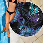 Australia Indigenous Beach Blanket Teal & Purple Sunflower Aboriginal Arts