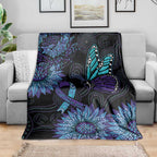 Australia Indigenous Blanket Teal & Purple Sunflower Aboriginal Arts