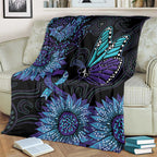 Australia Indigenous Blanket Teal & Purple Sunflower Aboriginal Arts
