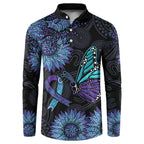 Australia Indigenous Button Sweatshirt Teal & Purple Sunflower Aboriginal Arts