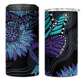Australia Indigenous 4 in 1 Can Cooler Tumbler Teal & Purple Sunflower Aboriginal Arts