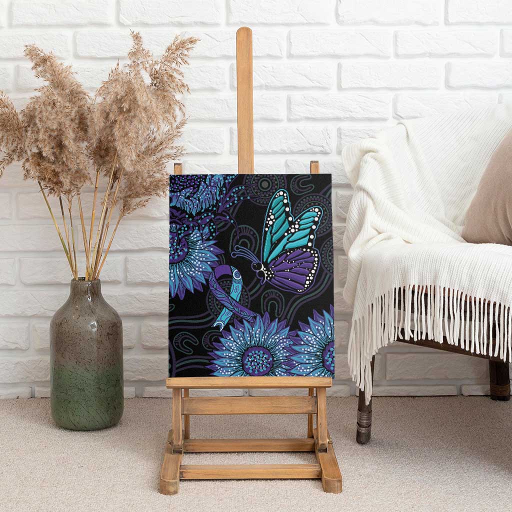 Australia Indigenous Canvas Wall Art Teal & Purple Sunflower Aboriginal Arts