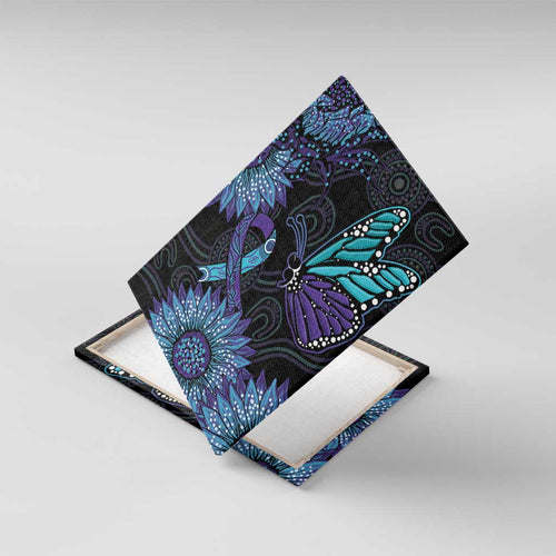 Australia Indigenous Canvas Wall Art Teal & Purple Sunflower Aboriginal Arts