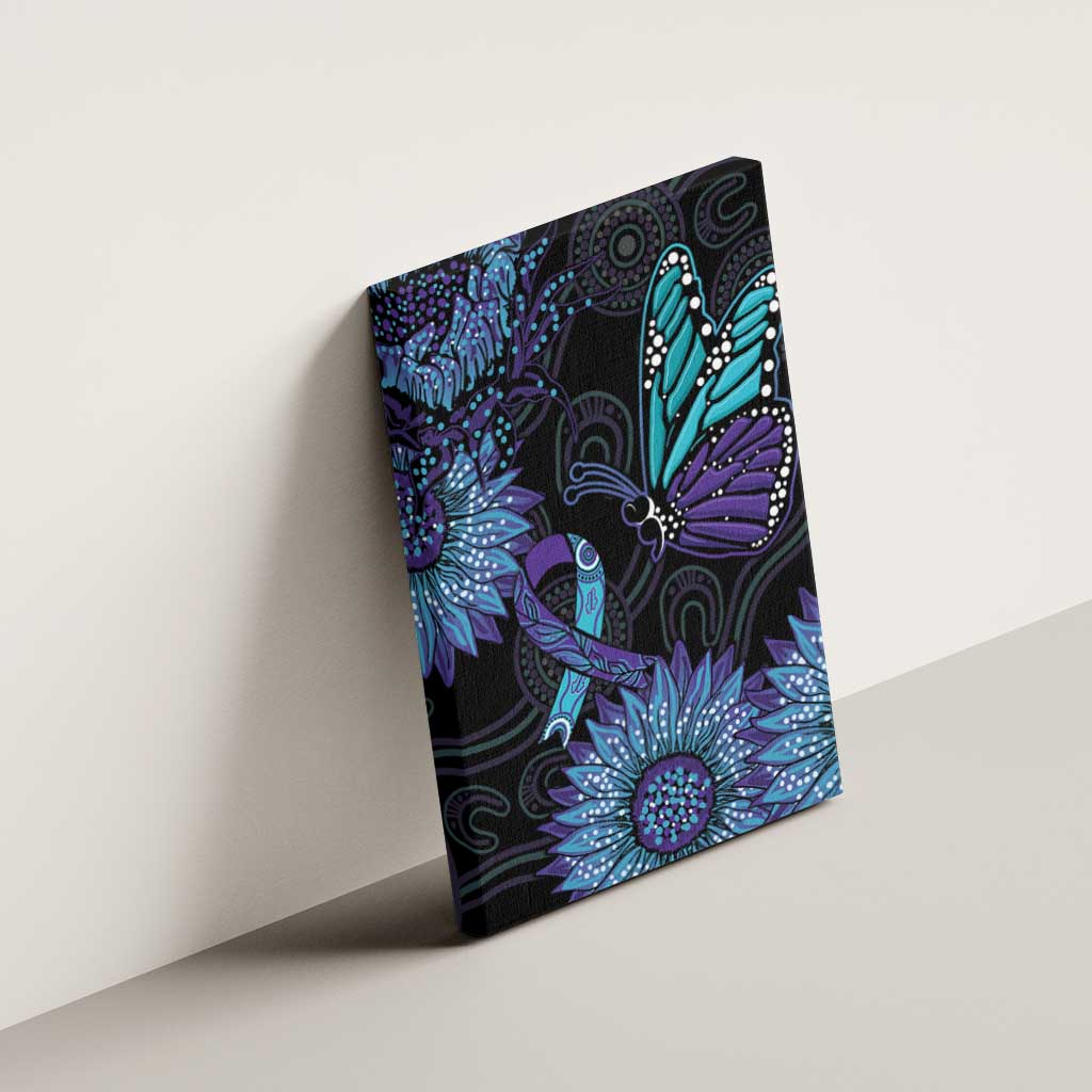 Australia Indigenous Canvas Wall Art Teal & Purple Sunflower Aboriginal Arts