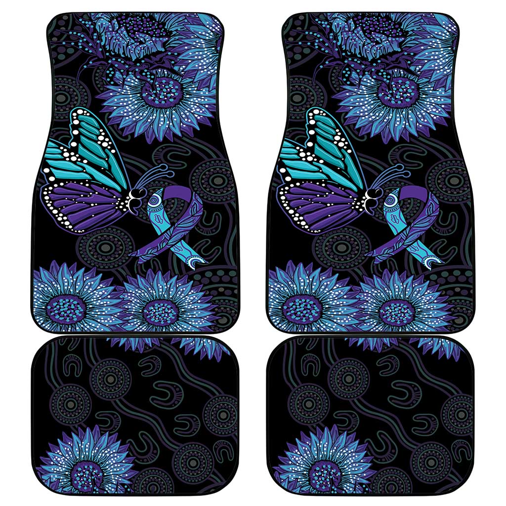 Australia Indigenous Car Mats Teal & Purple Sunflower Aboriginal Arts