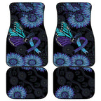 Australia Indigenous Car Mats Teal & Purple Sunflower Aboriginal Arts